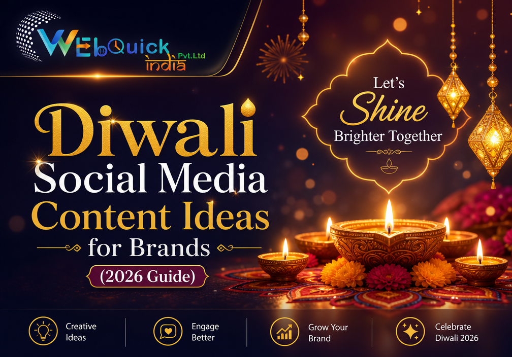 Diwali social media content ideas for brands, shown as festive Instagram posts with diyas and rangoli
